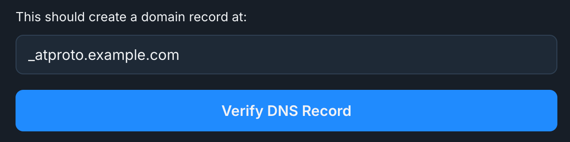 Verifying DNS record in Bluesky