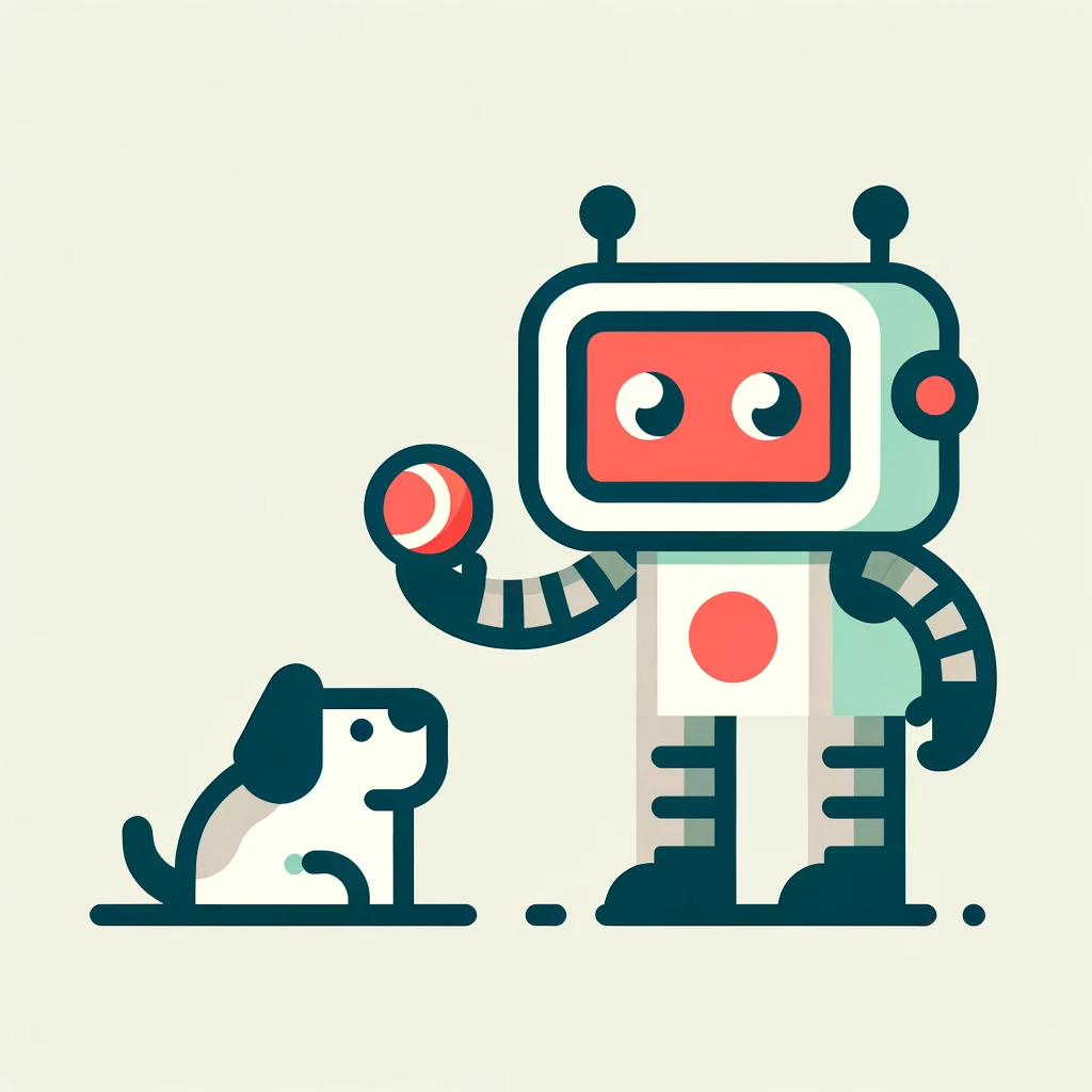 Red Robot with dog